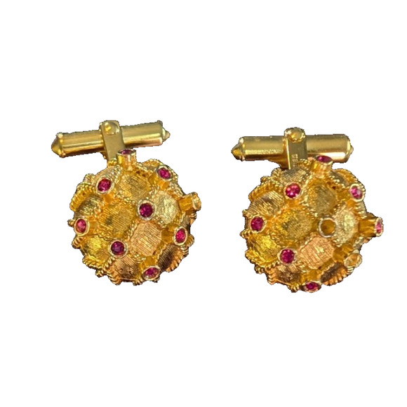 Christian Dior Gold Tone Round Dome Cuff Links